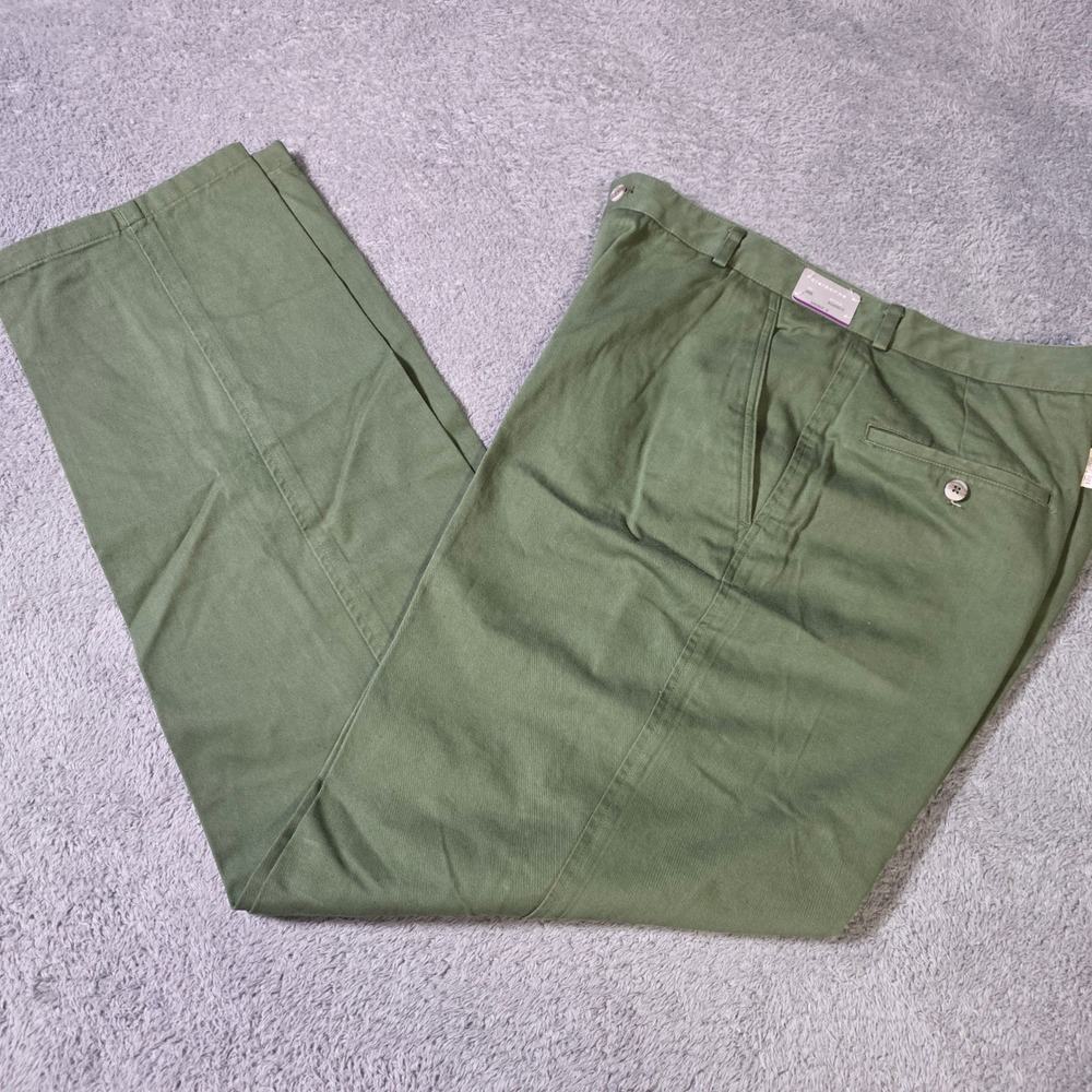 Claiborne Mens 36R Cotton Trousers Olive Green Vintage Straight Leg Chinos